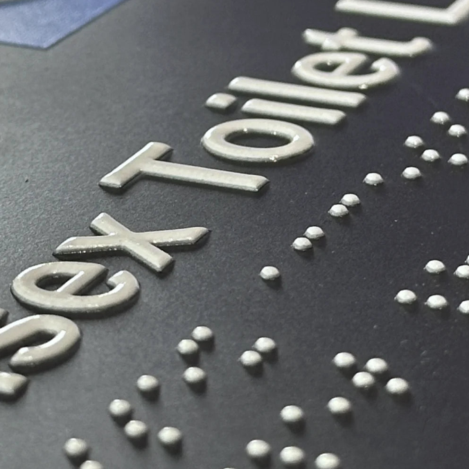 Unisex Toilet LH Accessible Braille Tactile Sign